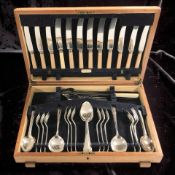 A canteen of EPNS table cutlery.