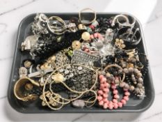 Assorted costume bead necklaces, decorative bangles, etc.