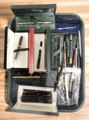 A group of pens including Parker, Cross, etc.