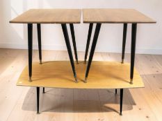 A G-Plan teak and ebonised curved rectangular coffee table designed by E Gomme, width 113 cm,