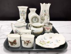 A collection of Aynsley porcelain vases, Spode Cabinet Collection milk jugs,