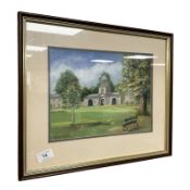 June Colvin : Wallington Hall, colour chalk, signed, 30 cm x 22 cm.