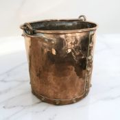 A Victorian riveted copper swing handled coal bucket, height 46 cm including handle,