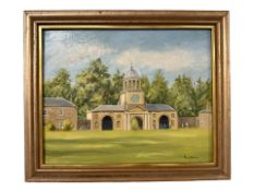 June Colvin : Wallington Hall, oil on board, signed, 25 cm x 19 cm.