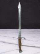 A German Third Reich butcher bayonet by Pack Ohliger & Co, Solingen, the cross guard stamped '2.E.