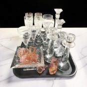 Three Marquis by Waterford crystal candlesticks, a further pair by Villeroy & Boch,