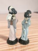 Two Lladro figures of geisha girls.