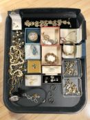 A collection of costume jewellery, simulated pearls,