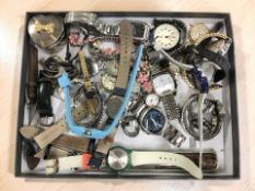 A collection of contemporary wristwatches including Lorus, Timex, etc.