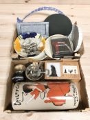 An earthenware stick pot and various home / kitchen wares.