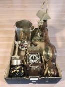 A Louis Roederer EPNS wine cooler, a continental wall clock, barometer, other plated wares,