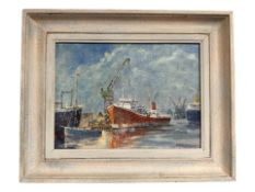 Paul R Whitehouse : Ship repair at Walker, oil on board, 22 cm x 17 cm.