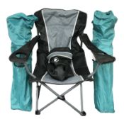 Three various folding chairs with carry bags.