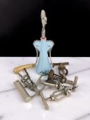 A novelty Italian corkscrew plus several other vintage examples.
