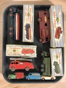 A Dinky Supertoys 942 Foden 14 tonne tanker, 981 horse box, 622 10 tonne army truck,