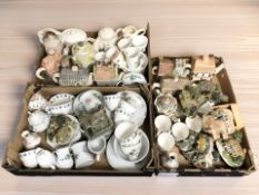 Assorted tea china, cottage ornaments, tea pots.