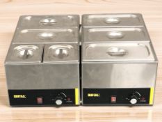 Two Buffalo stainless steel commercial food warmers.