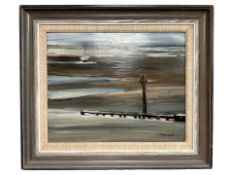 Stephanie Dingle (1926 - 2017) : Low Tide, oil on board, 37 cm x 29 cm.