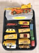 A Dinky Supertoys 972 20 tonne lorry mounted crane, together with several other Dink vehicles,