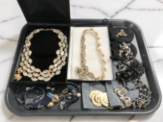 A group of costume jewellery including Ciro, various necklaces, earrings, etc.