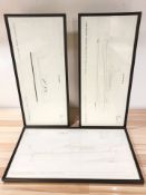 Three framed ship plans, each approximately 104 cm x 54 cm.
