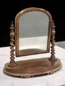 A Victorian mahogany barley twist dressing table mirror, height 58 cm.