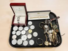 A collection of pocket watch movements including chronographs (17),