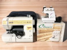 A Toyota Jeans Plus electric sewing machine, and a further Classic overlock machine.