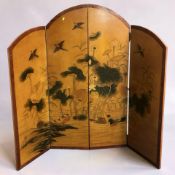 A contemporary Japanese-style four fold screen, each panel 38 cm wide, tallest 140 cm.