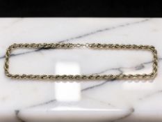 A 9ct gold ropetwist necklace, length 43cm. CONDITION REPORT: 11.