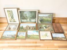 A collection of June Colvin oil paintings, several other pictures and prints.