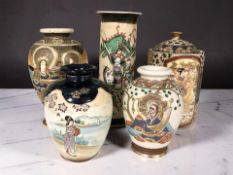 A Chinese crackle glazed earthenware sleeve vase depicting a battle scene, height 30 cm,