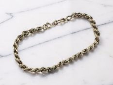 A 9ct gold ropetwist bracelet, length 20cm. CONDITION REPORT: 4.