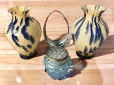 A pair of Murano mottled glass vases, height 29 cm,