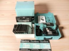 A Toolmaster TM6601 circular saw and quantity of Toolmaster wood cutting and diamond cutting blades.