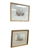 P G Gannor : The busker at Scarborough, watercolour, 20 cm x 13 cm,