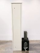 A metal gun cabinet with keys, 130 cm x 26 cm x 26 cm, and two further small lockable cabinets.