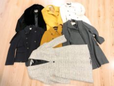 Seven lady's Jaeger London jackets and coats, approximately size M / 12.