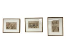 Three late 19th century humorous hand coloured prints : 'Walt Whitman inciting the bird of freedom