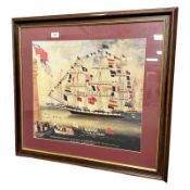 A colour print depicting an exact representation of the scene at Valletta,