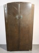 A mid-century oak double door wardrobe, width 89 cm.