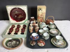 A group of Japanese export coffee china, small Satsuma vases, a Chinese Yi Xing tea pot,