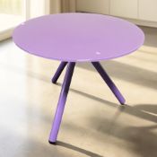 A purple glass occasional table, diameter 60 cm.