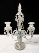 A reproduction twin branch crystal table lustre, height 51 cm.