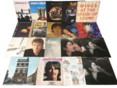 Vinyl LP records including Paul and Linda McCartney, Wings, John Lennon and Yoko Ono, Ringo Starr,