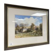 J Hush : Northumberland Farm, Angry Haugh, watercolour, 35 cm x 25 cm.