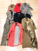 Lady's clothing to include a Max Mara black coat, Hobbs London woolen coat, size 12,