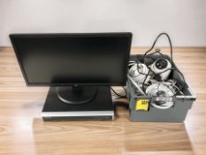 A group of CCTV cameras, monitor, etc.