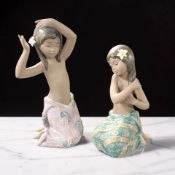 Two Lladro figures of girls No. 2385 and 2383, tallest 25 cm.