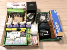 A quantity of home wares, cleaning products, metal detector, etc.